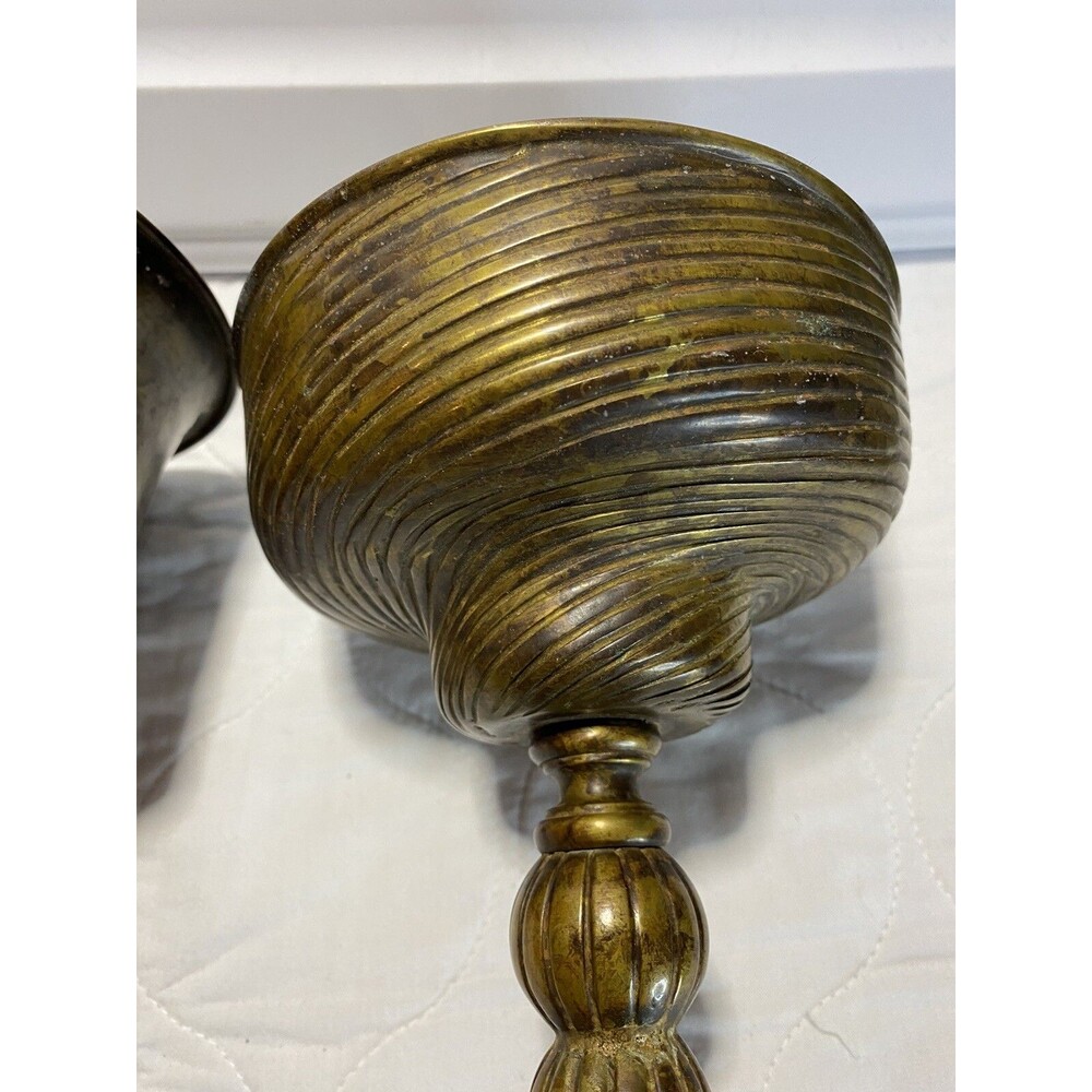 2 Maitland Smith Heavy Brass Candle Holders 11-11.5”Handmade In The Philippines - Picture 4 of 16